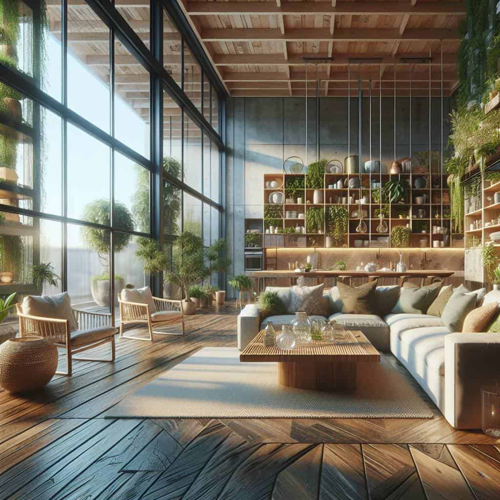 Eco-conscious home swaps in living room.
