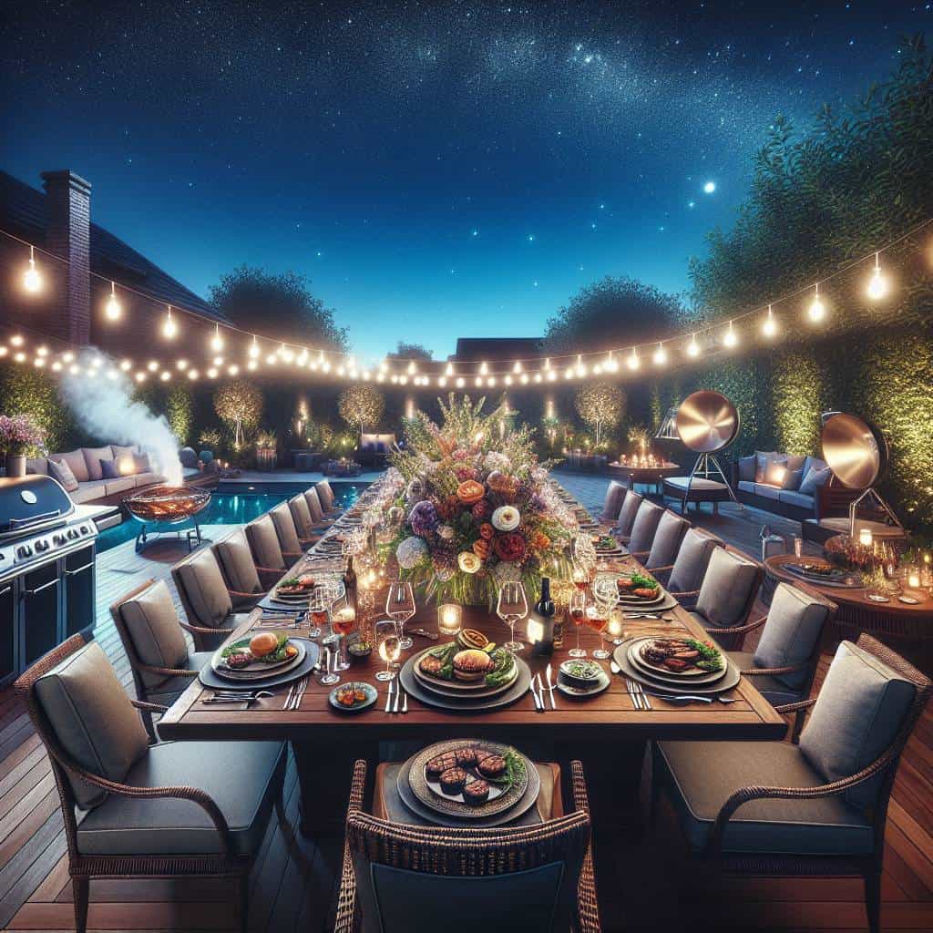 Outdoor entertaining essentials dining setting display.
