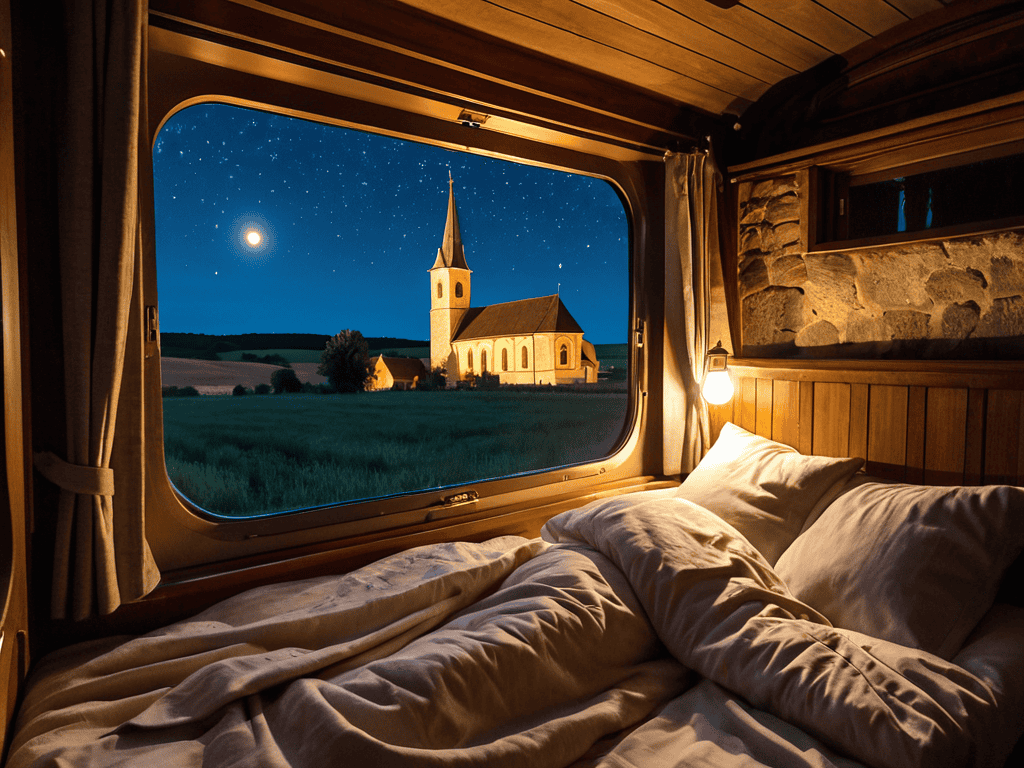 Moonlit Rails of Europe at night